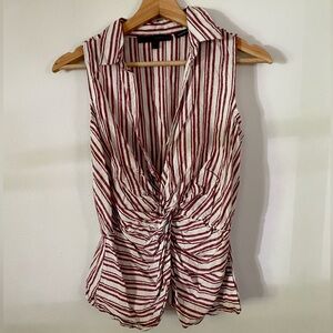 NWOT Harve Benard Washable Linen Striped Twist Tank